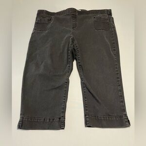 Westbound Pull-On Cropped Faded Black Wash Jeans 24w Plus Size, Comfort